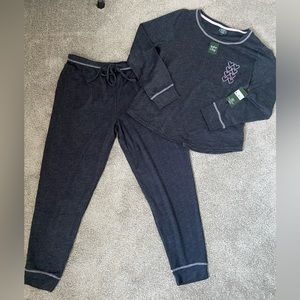 Laura Ashley Matching Soft & Cozy Pajama Set in Dark Grey